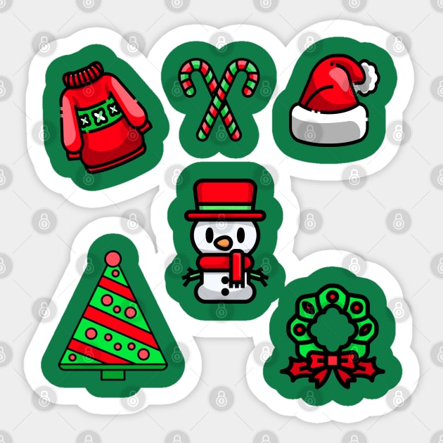 Christmas Sticker Pack Of 5 Sticker by Feminist Foodie